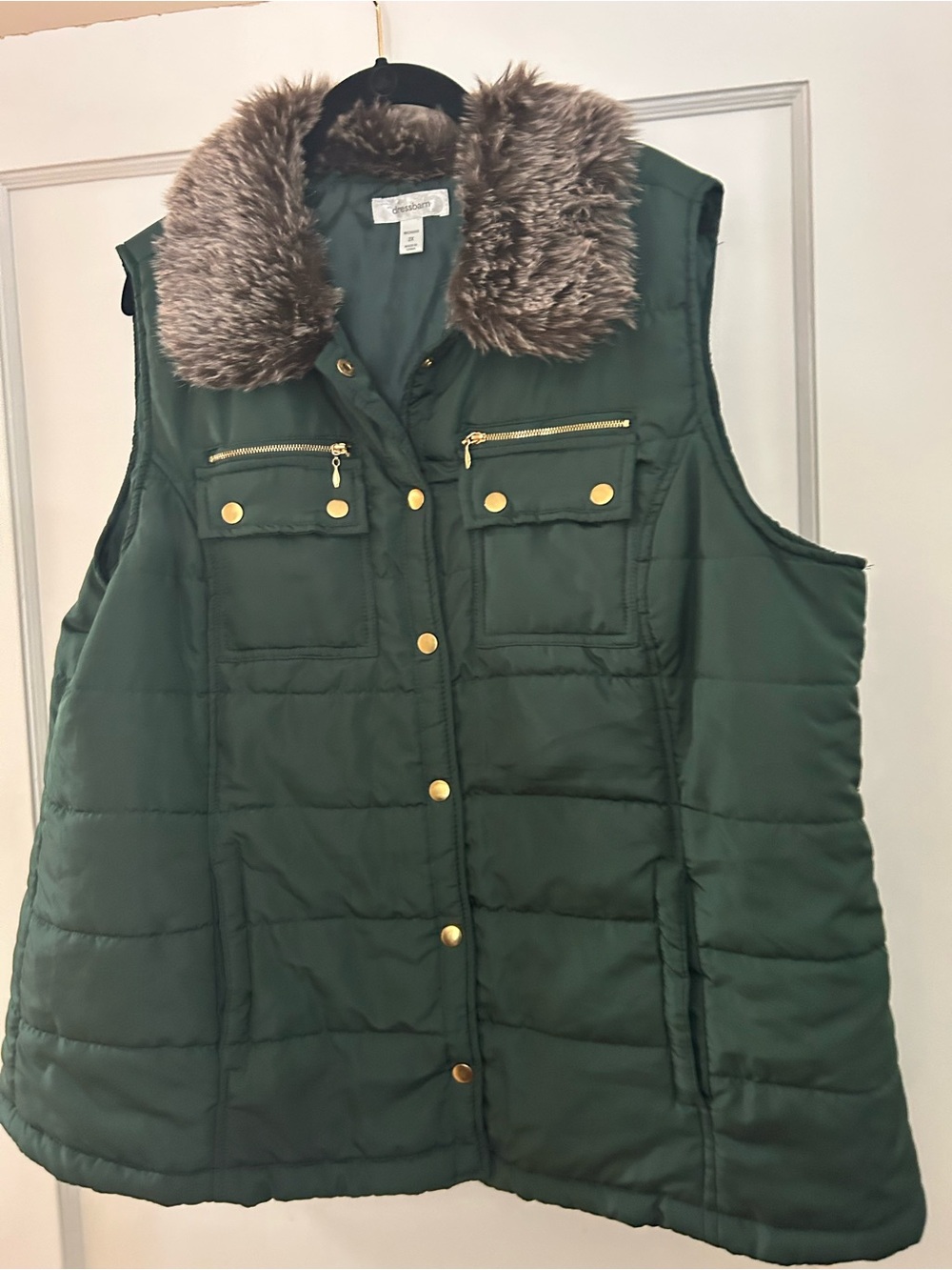 Dress Barn puffy vest, green, 2X
